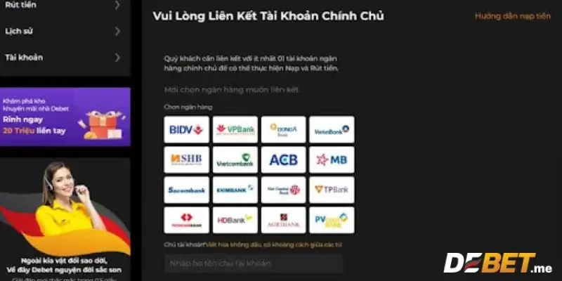 Những phương thức nạp tiền Debet tiện lợi