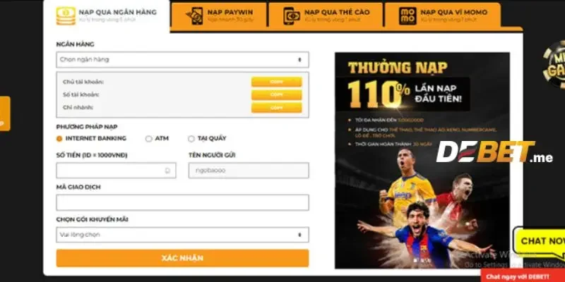 Hướng dẫn chi tiết cách nạp tiền Debet cho người chơi mới
